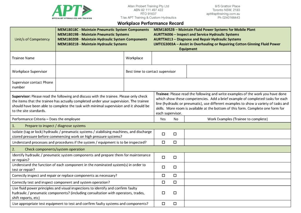 6dayfluidpowerworkplaceperformancerecord_page_1 APT Training